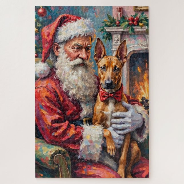 Puzzle Santa Claus Holding Thai Ridgeback Christmas Art (Vertical)