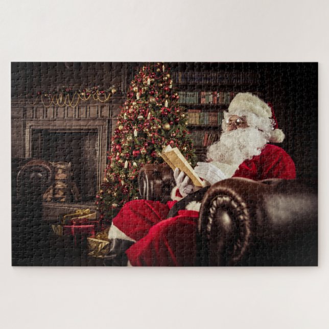 Puzzle Santa Claus leyendo en vacaciones de Navidades de  (Horizontal)