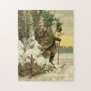 Puzzle Santa Claus Navidad Victoriano Árbol de Fiesta