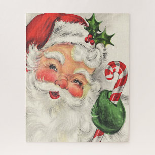 Puzzle Santa Claus Rosy Cheeks Sostengo Candy Cane Jigsaw