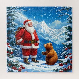 Puzzle Santa Claus se encuentra con el oso amigable en la