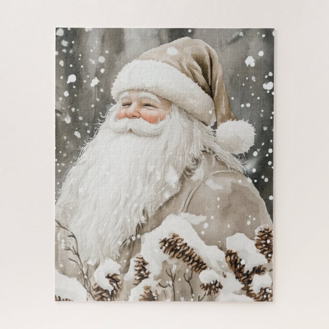 Puzzle Santa Claus Snow Pine trees (Vertical)