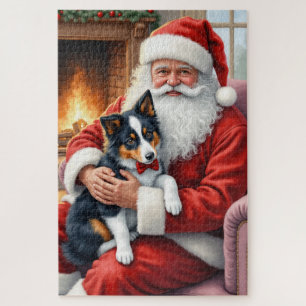 Puzzle Santa Claus sosteniendo arte de Navidad de Border 