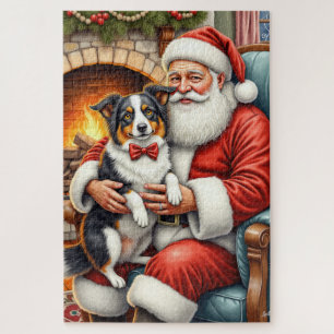 Puzzle Santa Claus sosteniendo arte de Navidad de Border 
