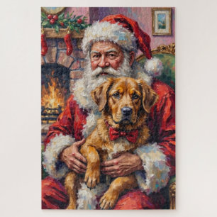 Puzzle Santa Claus sosteniendo arte de Navidad de Mastín