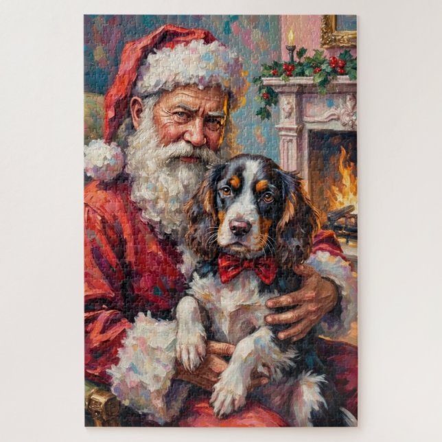 Puzzle Santa Claus sosteniendo arte de Navidad de Springe (Vertical)