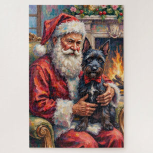 Puzzle Santa Claus sosteniendo arte navideño de Scottish