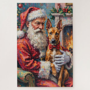 Puzzle Santa Claus sosteniendo el arte de Navidad del Tha