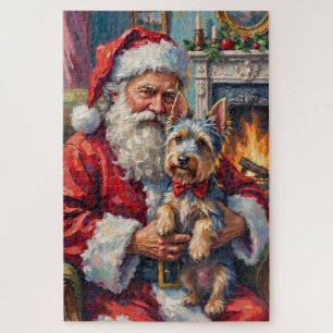 Puzzle Santa Claus sosteniendo un Skye Terrier Arte de Na