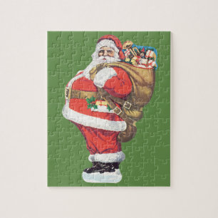 Puzzle Santa Claus vintage, Navidad victoriana recortada