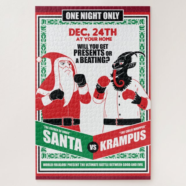 Puzzle Santa Claus vs. Krampus Partido de Boxeo Bueno vs. (Vertical)