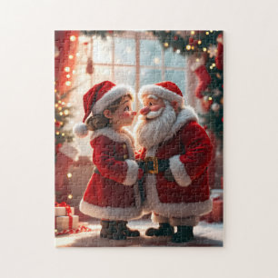 Puzzle Santa Claus y la Sra. Claus celebran la Navidad, d