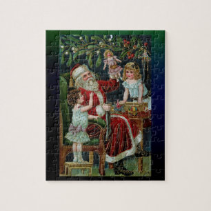 Puzzle Santa con niños, regalos y Mistletoe