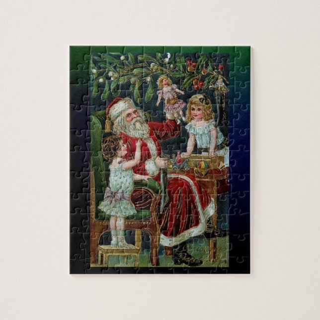 Puzzle Santa con niños, regalos y Mistletoe (Vertical)