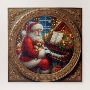 Puzzle Santa Con Puppie En El Piano