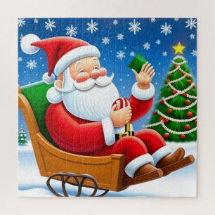 Puzzle Santa disfrutando de la diversión familiar en la N