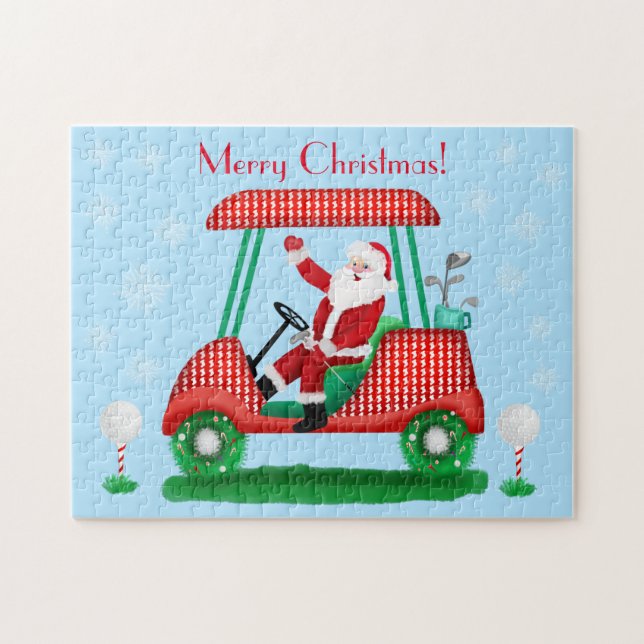 PUZZLE SANTA EN CARRO DE GOLF NAVIDAD CON COPOS DE NIEVE  (Horizontal)