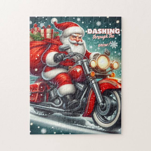 Puzzle Santa en motocicleta (Vertical)