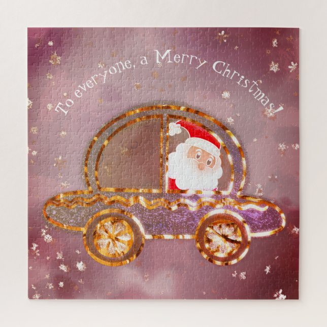 Puzzle Santa en su coche en Navidad (Vertical)