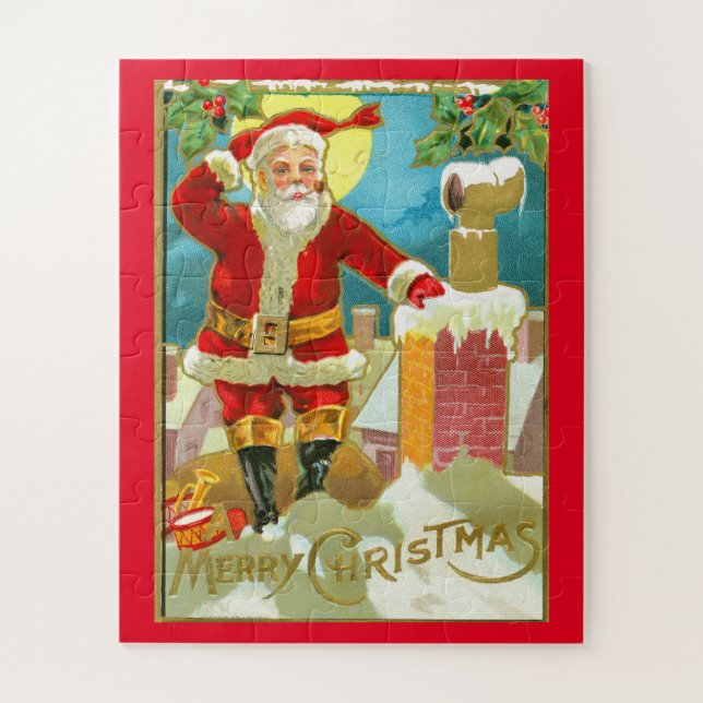 Puzzle Santa en una chimenea (Vertical)