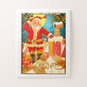 Puzzle Santa en una chimenea