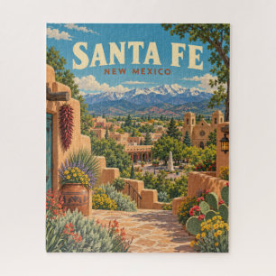 Puzzle Santa Fe Vintage de Nuevo México Adobe Montañas