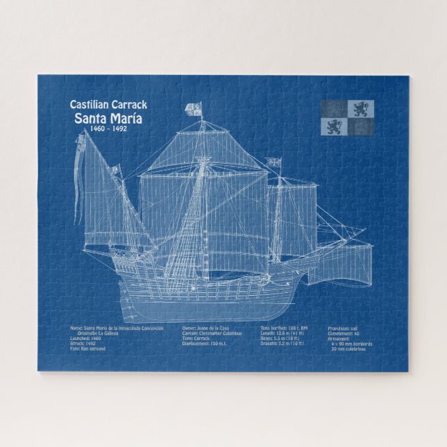 Puzzle Santa María - Planes de Blueprint de barco ABD (Horizontal)