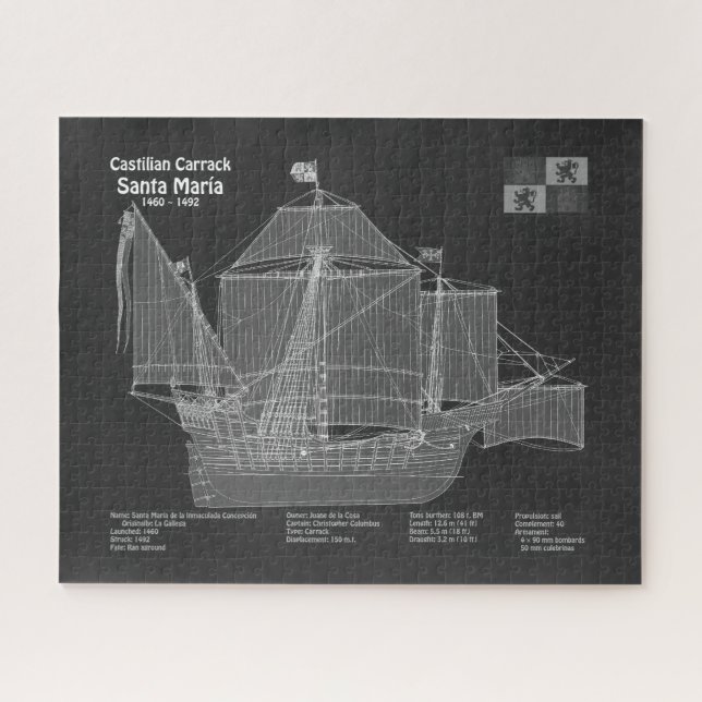 Puzzle Santa María - Planes de Blueprint de barco PBD (Horizontal)
