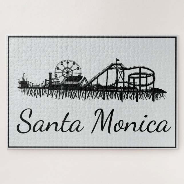 Puzzle Santa Monica CA California Pier Silhouette Cali (Horizontal)