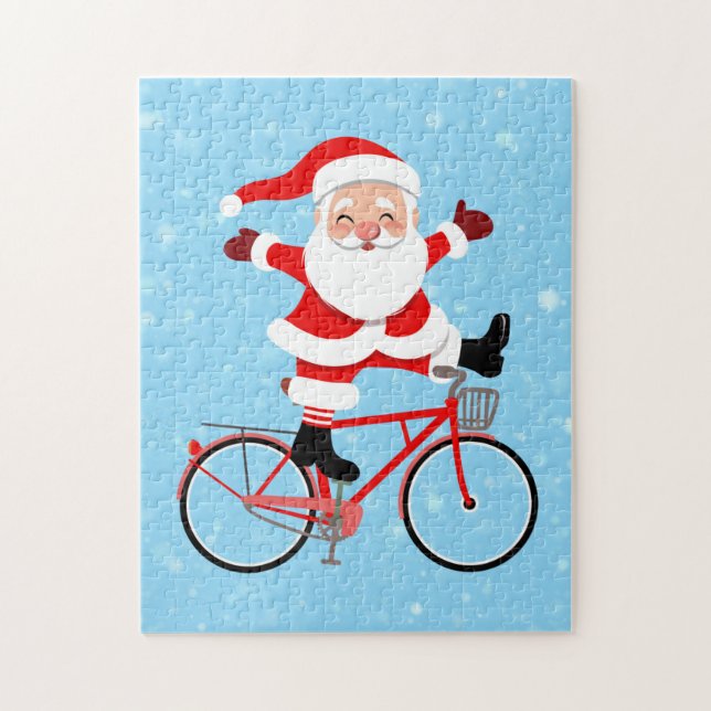 Puzzle Santa monta una bicicleta (Vertical)
