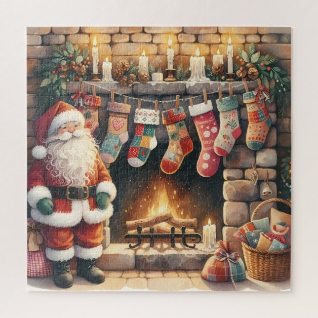 Puzzle Santa por la chimenea Navidades Stockings (Vertical)