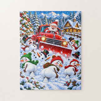 Puzzle Santa quitanieves divertido y muñecos de nieve def