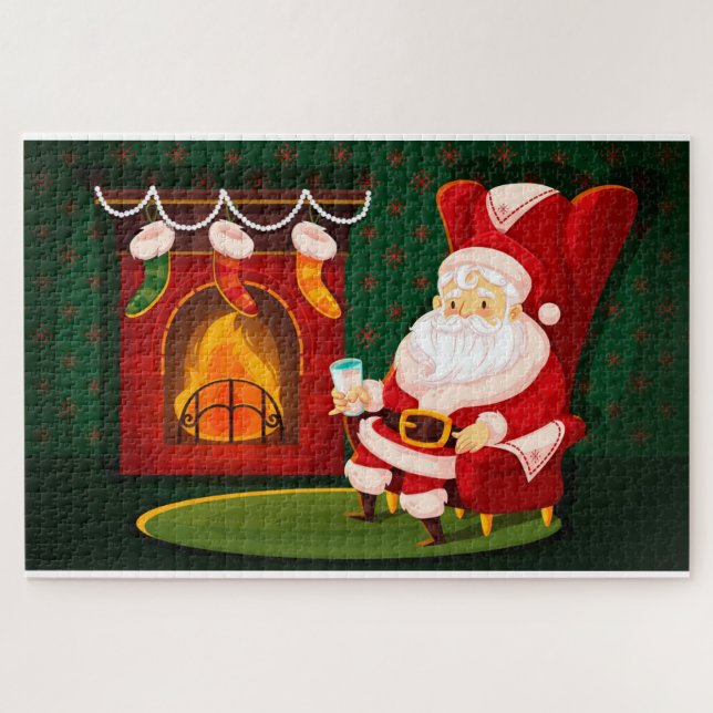 Puzzle Santa Rocking junto a la chimenea (Horizontal)