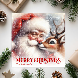 Puzzle Santa Rudolph Navidad Personalizada para Niños Fes