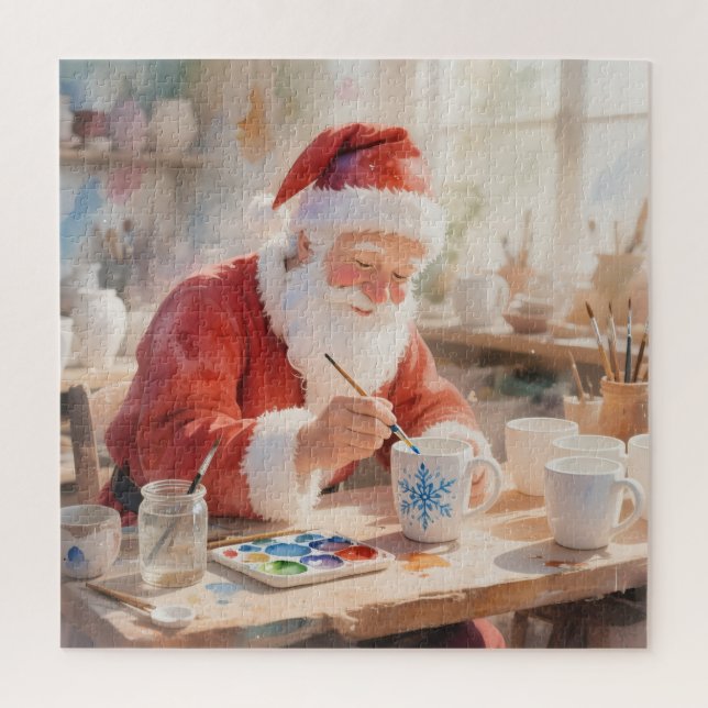 Puzzle Santa’s Pottery Workshop: Hand-Painted Ceramic (Vertical)