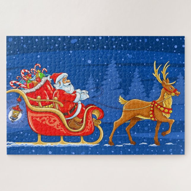 Puzzle Santa, Sled y Reindeer (Horizontal)