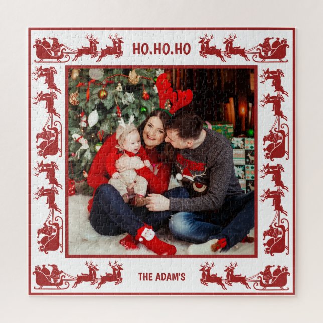 Puzzle  Santa Sleigh Ride Christmas Family Photo  (Vertical)