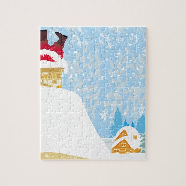 Puzzle santa stuck in chimney (Vertical)