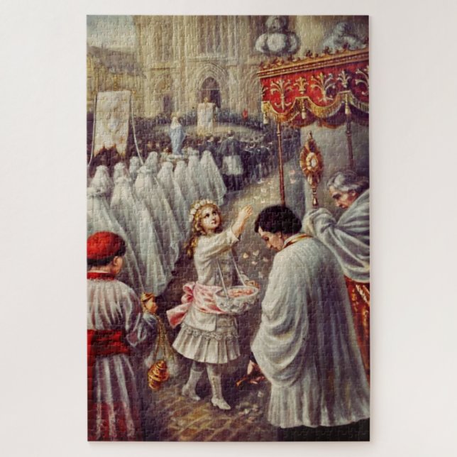 Puzzle Santa Teresa arroja flores al Santísimo Sacramento (Vertical)