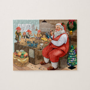 Puzzle Santa Y Elfos Haciendo Juguetes  Navidades