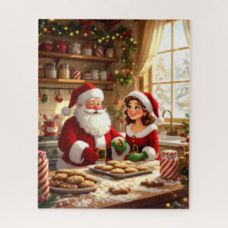 Puzzle Santa y la Sra. Claus Baking Cookies