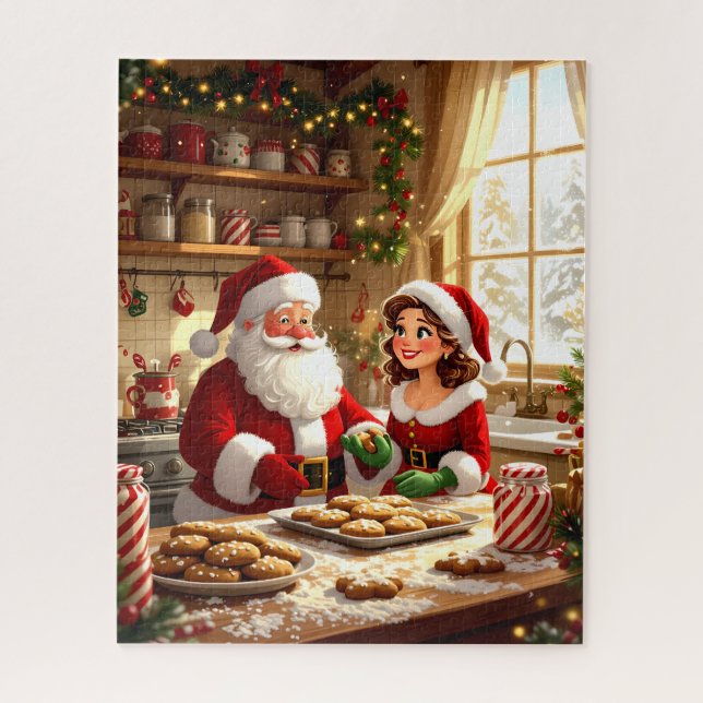 Puzzle Santa y la Sra. Claus Baking Cookies (Vertical)