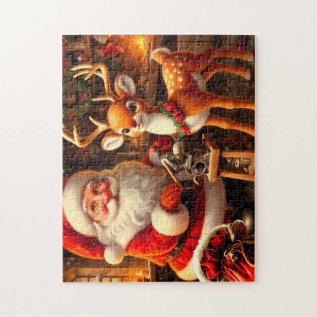 Puzzle Santa y reno (Vertical)