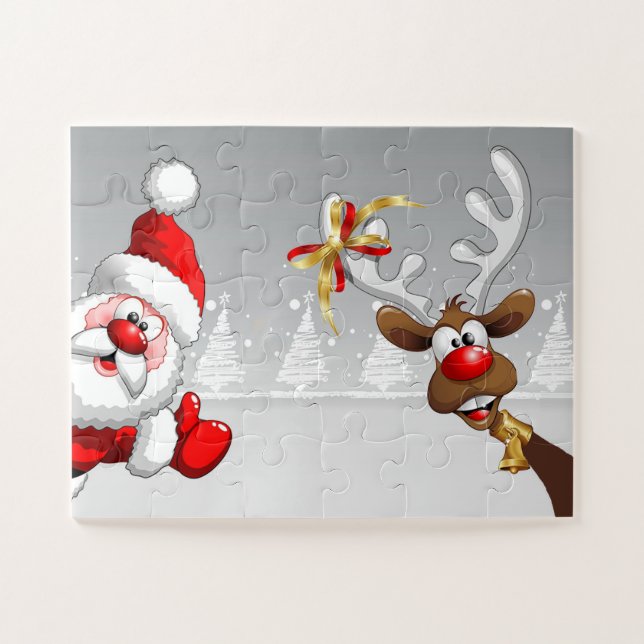 Puzzle Santa y su Reno Rudolph Fácil (Horizontal)
