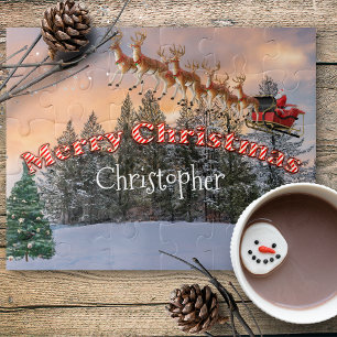 Puzzle Santa y sus renos personalizados