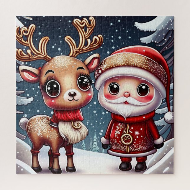 Puzzle Santa y un reno (Vertical)