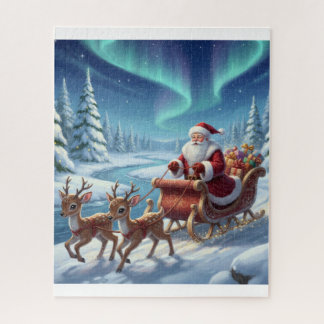 Puzzle Santa's Starry Ride Through the Arctic Forest