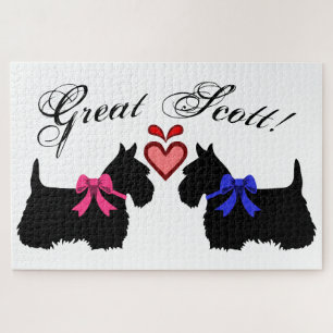 Puzzle "¡Santo cielo!" Perro Terrier Escocés/corazón rosa