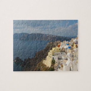 Puzzle Santorini al atardecer