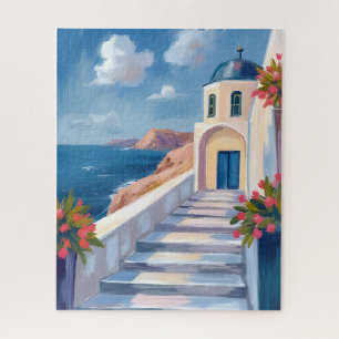Puzzle Santorini Grecia Acuarela Viaje
